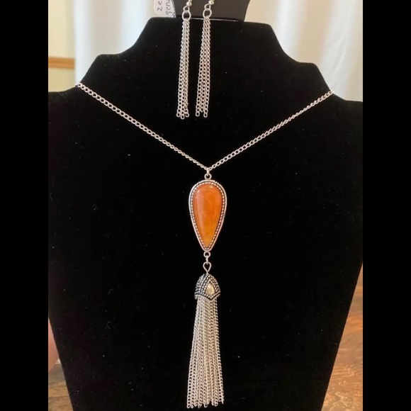 4 for $20 orange tassel necklace set